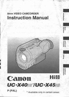 Canon UC X 40 Hi manual. Camera Instructions.